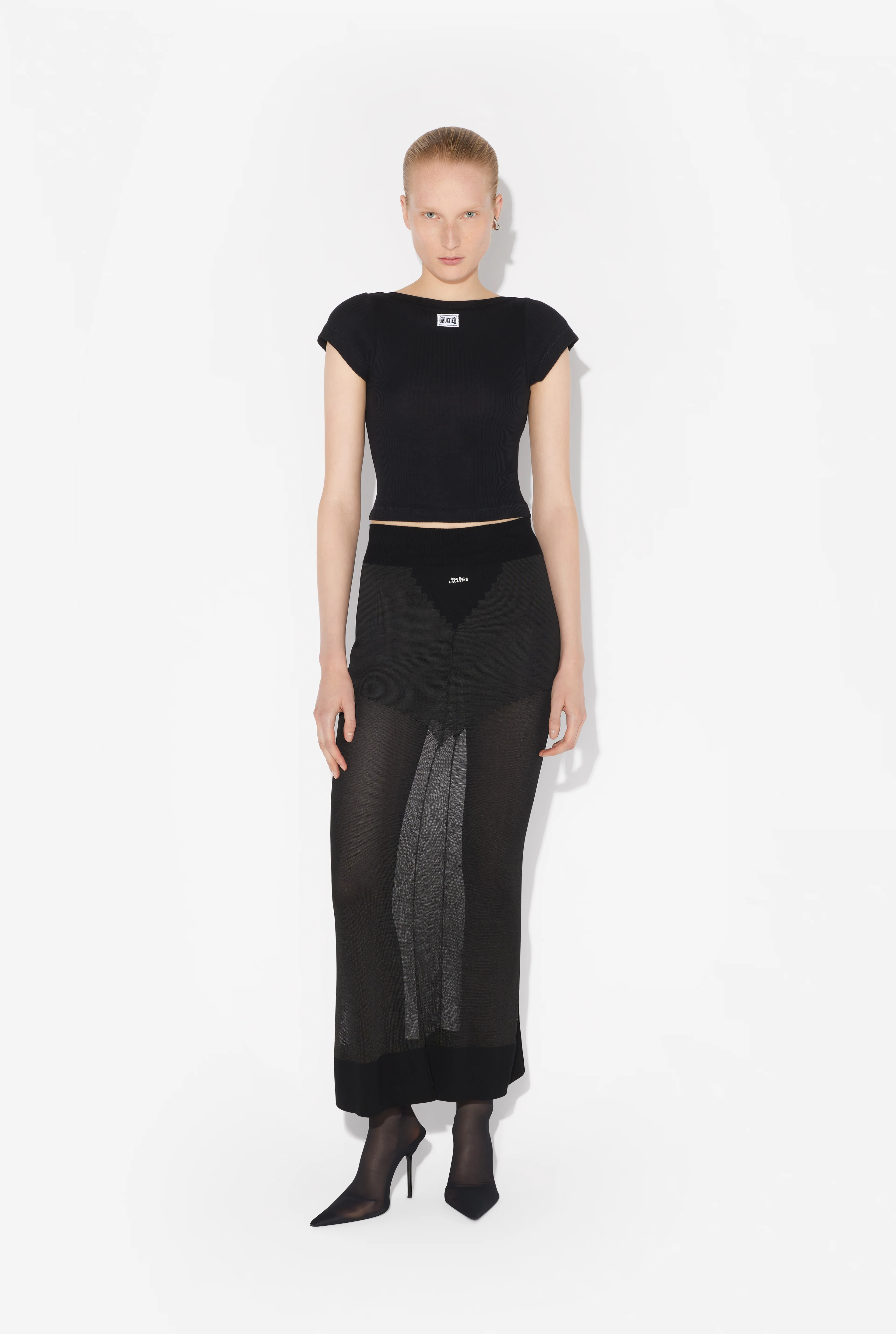 crop baby tee woman black - JEAN PAUL GAULTIER - d — 2